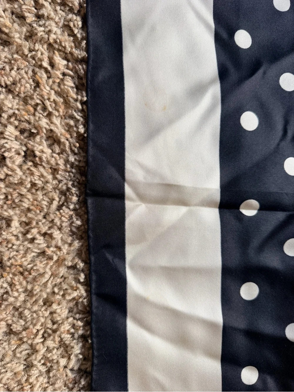 Christian Dior Black Polka Dot Floral Silk Scarf